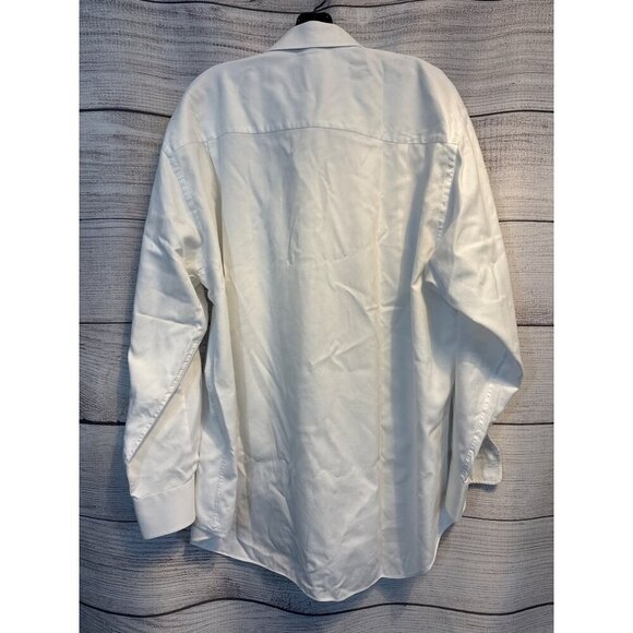 David Donahue Mens White Long-Sleeve Dress Shirt Size 18 34/35 - Picture 3 of 5